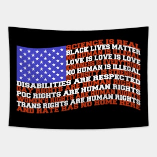 Science Is Real Black Lives Matter Kindness American Flag Tapestry