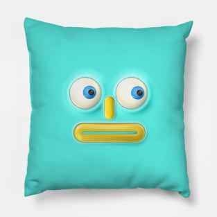 Displeased emoticon on a turquoise background. Pillow