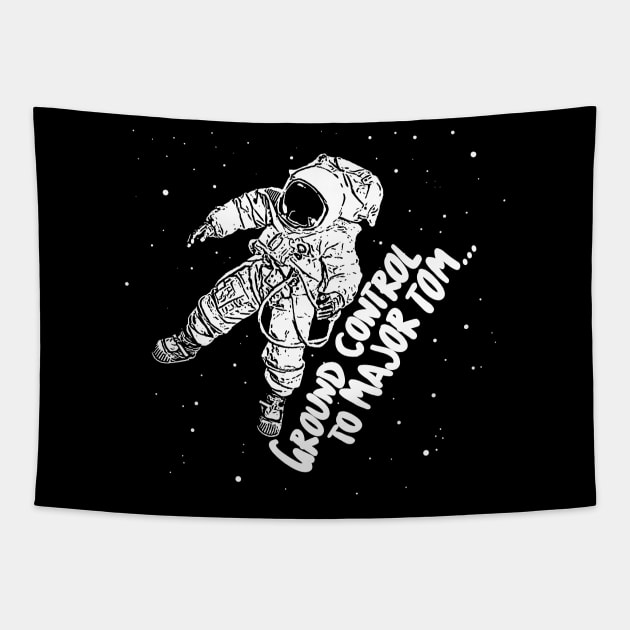 Major Tom Astronaut Space Typographic Design Tapestry by DankFutura