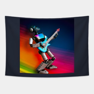 Rock star Robot on guitar Tapestry