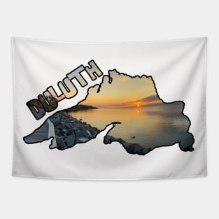 Lake Superior Outline (Sunrise from Duluth's Lakewalk) Tapestry