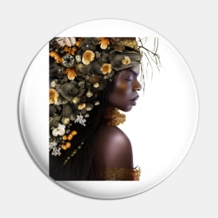 Black Woman in Flower Headdress Pin
