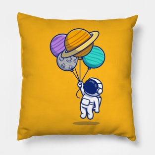 Cute Astronaut Floating With Planets Pillow