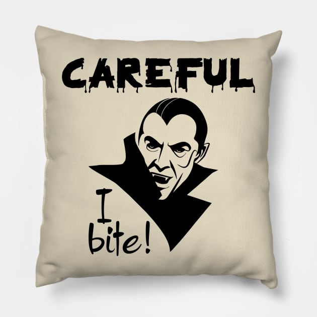 Careful I Bite! Halloween Pillow by PeppermintClover