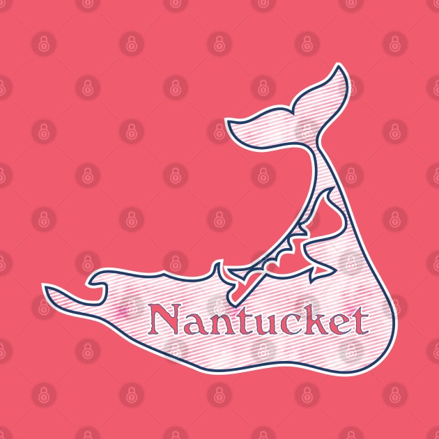 Preppy Pink Stripe Nantucket Island Whale Silhouette by emrdesigns