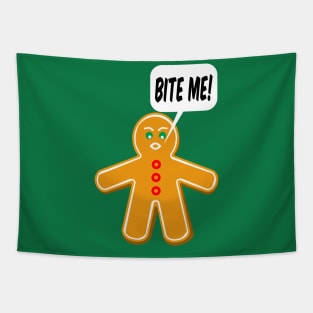 Bite Me Gingerbread Man Tapestry