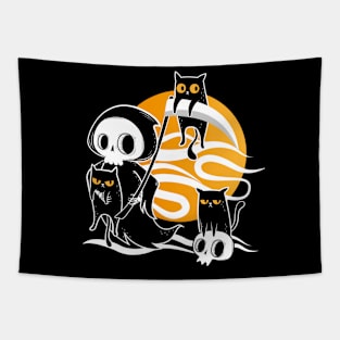 death with scythe and black cats Tapestry