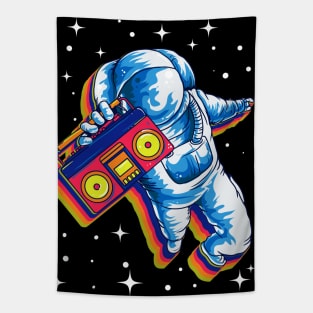 Space Astronaut Boom Box Radio Retro Tapestry