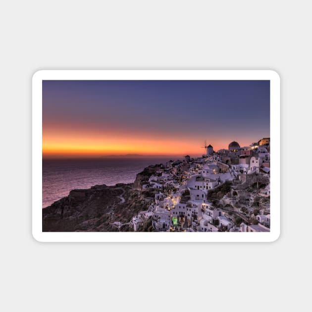 Oia Sunset in Santorini, Greece Magnet by Constantinos Iliopoulos Photography