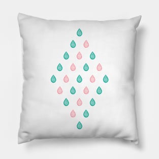 Turquoise blue and coral pink raindrops Pillow