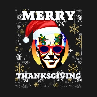 Funny Joe Biden Merry Thanksgiving Ugly Christmas T-Shirt