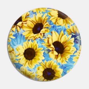 Dreamy Sunflowers on Blue Pin