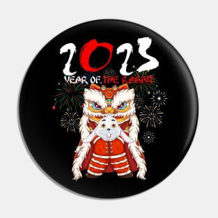 Dabbing Bunny Year Of the Rabbit 2023 Chinese New Year 2023 Pin