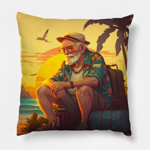 Dad in the beach Pillow by A&A