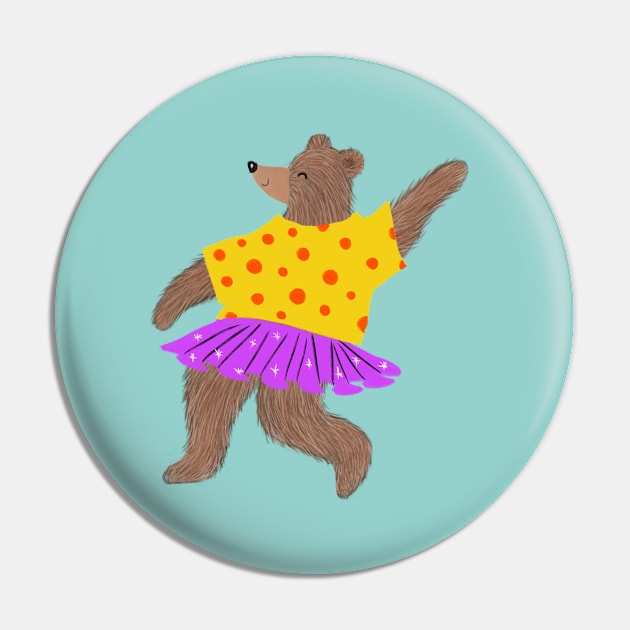 Dancing Bear Pin by Davilyn Lynch Illustration