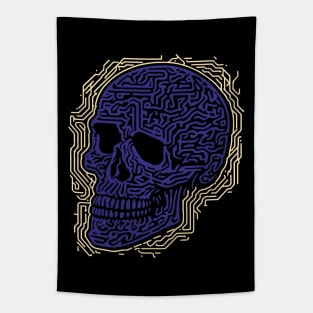 Purple Skull Made Up Of Lines Tapestry