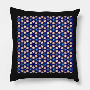 Gorgeous Blue and Gold Beadwork Inspired Fashion Print Pillow