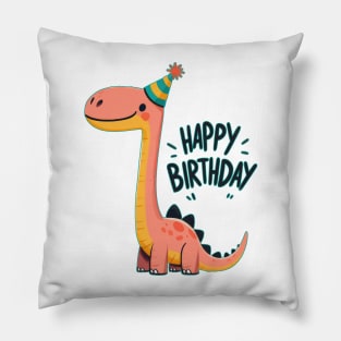 Kawaii Happy Birthday Dinosaur Brontosaurus Party Pillow