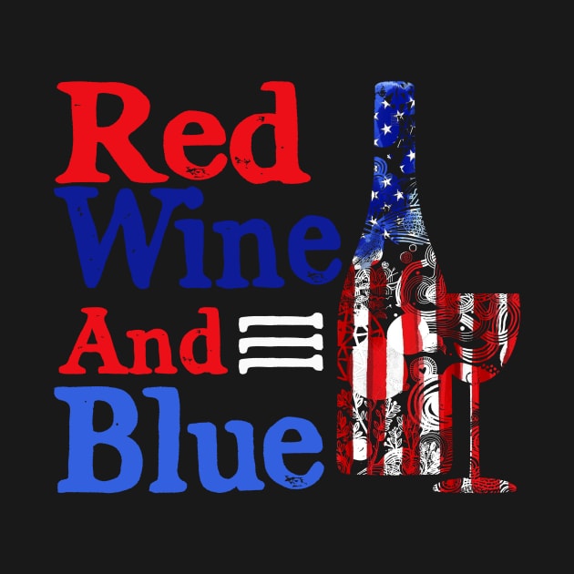 Womens Red Wine And Blue Funny 4th of July Drinking Women Tank Top by Kaileymahoney