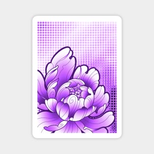 purple peony flower  kawaii pop art style print Magnet