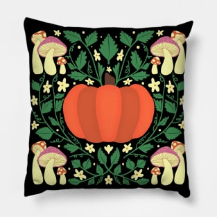 Midnight Mushroom Pumpkin Patch Pillow