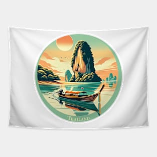 Siticker- Sunset in Thailand - Vintage Travel Adventure Tapestry