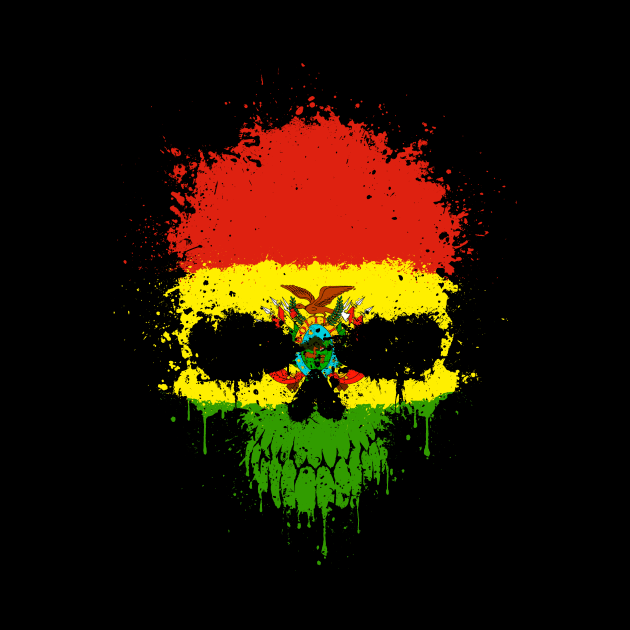 Chaotic Bolivian Flag Splatter Skull by jeffbartels