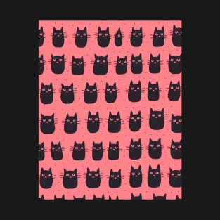 Black Cat Pattern, modern bright and pink T-Shirt