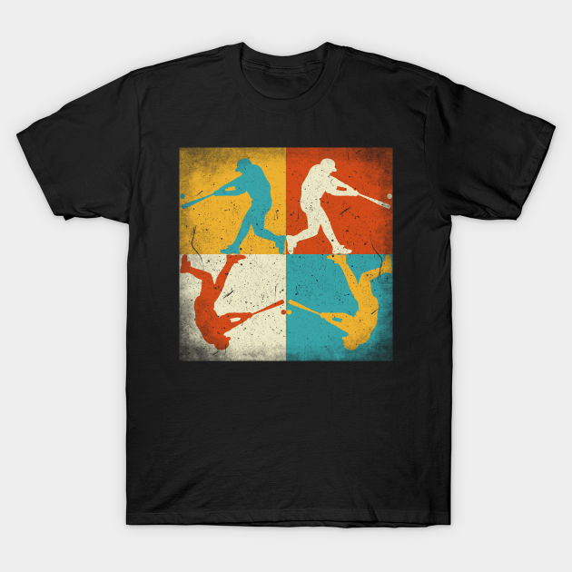 Baseball practice. Retro squares - Baseball - T-Shirt