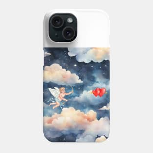 Cupid in the clouds in the starry sky Phone Case