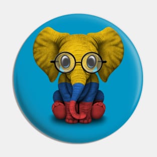 Baby Elephant with Glasses and Colombian Flag Pin