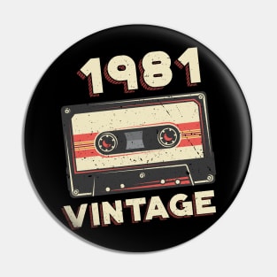 Vintage 1981 Retro Cassette Tape 39th Birthday Pin