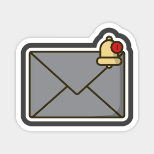 Mail Envelope with Notification New Message Sticker vector illustration. Office equipment icon concept. Office email letter in envelope sticker vector design with shadow. Magnet