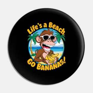 Monkey Beach Go Bananas Tropical Summer Vacation Pin