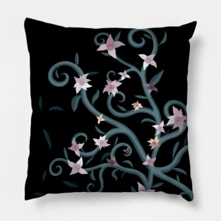 Pink Blossoms With Vines Pillow