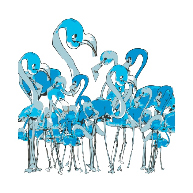 Blue Flamingos by IanSklarsky