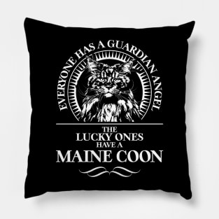 Funny Proud Maine Coon guardian angel cat saying Pillow