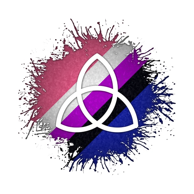 Paint Splatter Gender Fluid Pride Flag Triquetra Symbol by LiveLoudGraphics