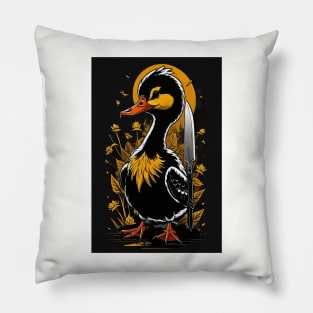 Black Goose with a knife Pillow