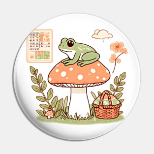 Cottage core, Frog on a mushroom design Pin