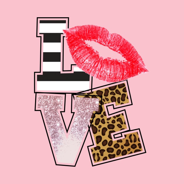 Love - Lips with Glittle and Leopard Print by Rebel Merch