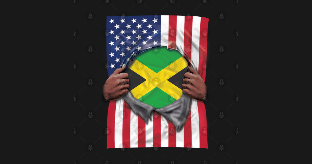 Jamaica Flag American Flag Ripped T For Jamaican From Jamaica Jamaican Posters And Art
