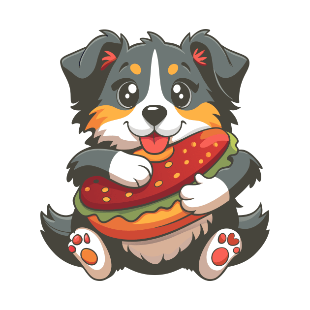 cute dog hugging hotdog by Shapwac12