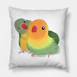 Playfull Jade and Green Lovebird Pillow