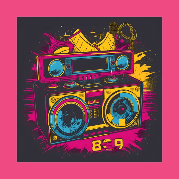 Ghetto Blaster Boom Box 80s Hip-Hop Stereo by Grassroots Green