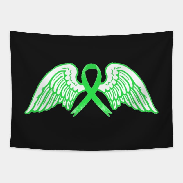 Green Awareness Ribbon with Angel Wings Tapestry by CaitlynConnor