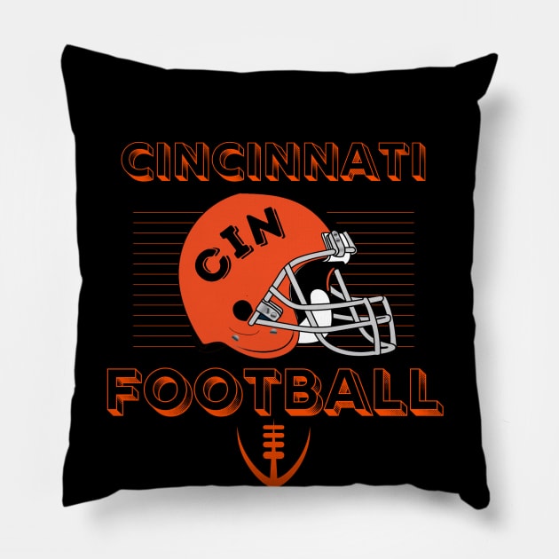 Cincinnati Football Vintage Style Pillow by Borcelle Vintage Apparel 