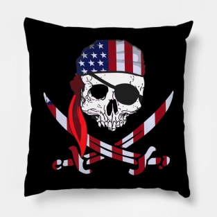 Skull American Pirate Skeleton Pillow