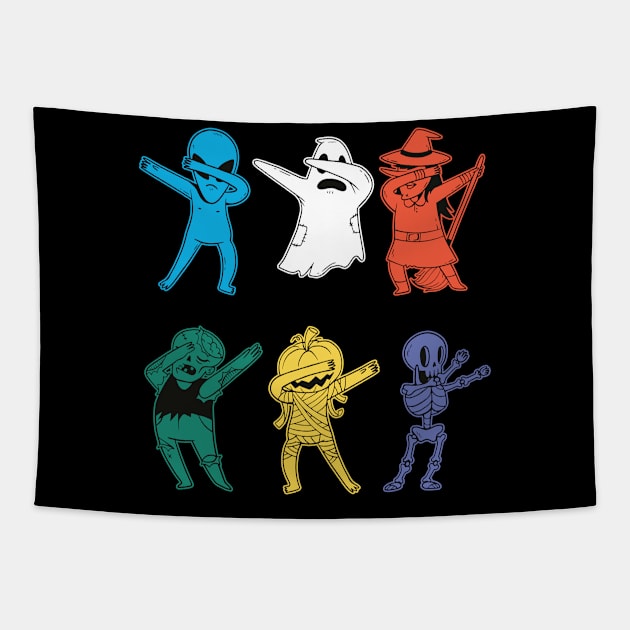 Dabbing Halloween Boys Dance skull Scary Pumpkin Tapestry by Kribis