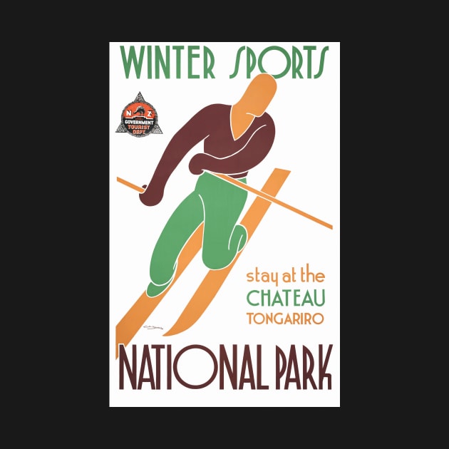 New Zealand Vintage Travel Poster Winter Sports by vintagetreasure